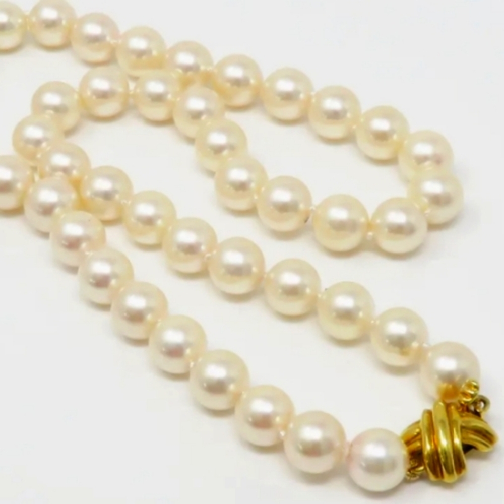 SOLD IN OUR STORE Tiffany & Co. 18K "X" Yellow Gold Cultured Pearls - Picture 2 of 10